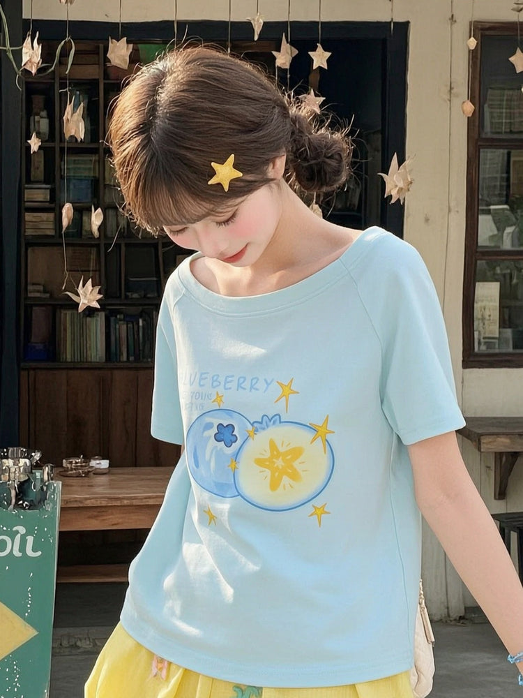 Blueberry Pop Off-Shoulder Top-Tops-ntbhshop