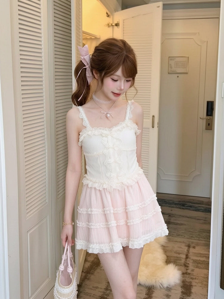 Ribbon Lace Cami Top-Tops-ntbhshop