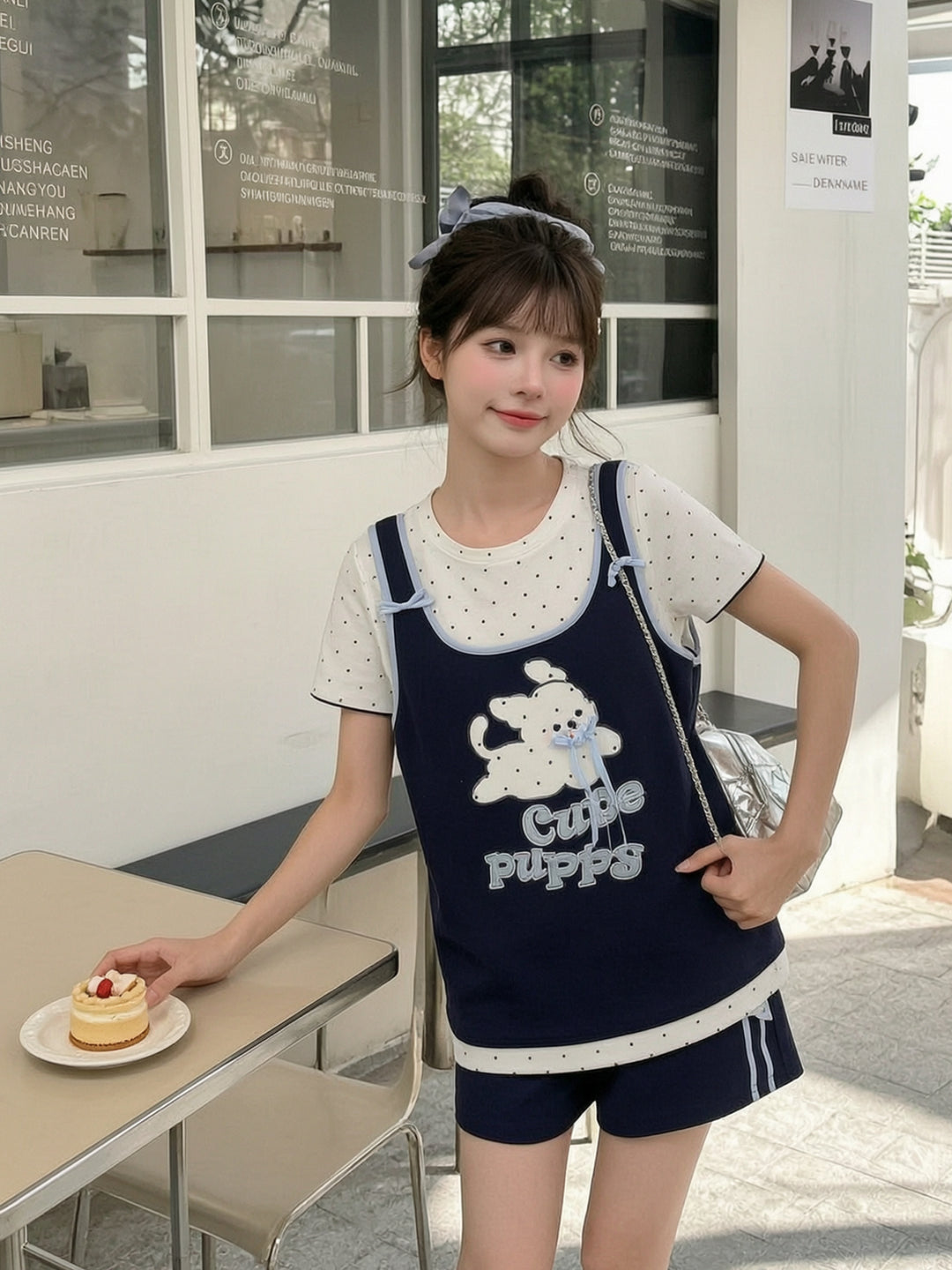 Cute Puppy Layer Tee-Tops-ntbhshop