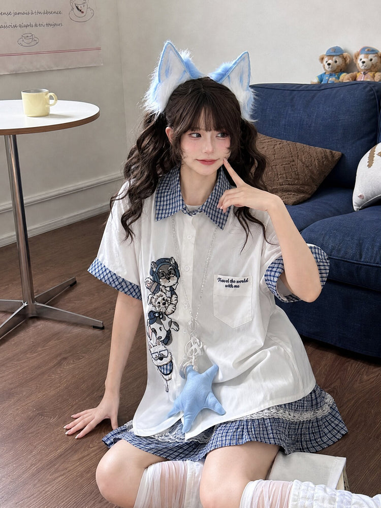 Pup Professor Patchwork Shirt-Tops-ntbhshop