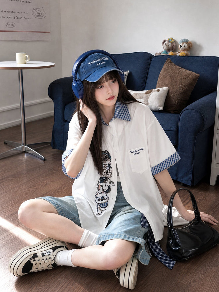 Pup Professor Patchwork Shirt-Tops-ntbhshop
