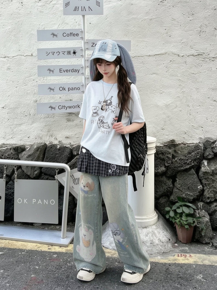 Puppy Diary Wide Jeans-Bottoms-ntbhshop