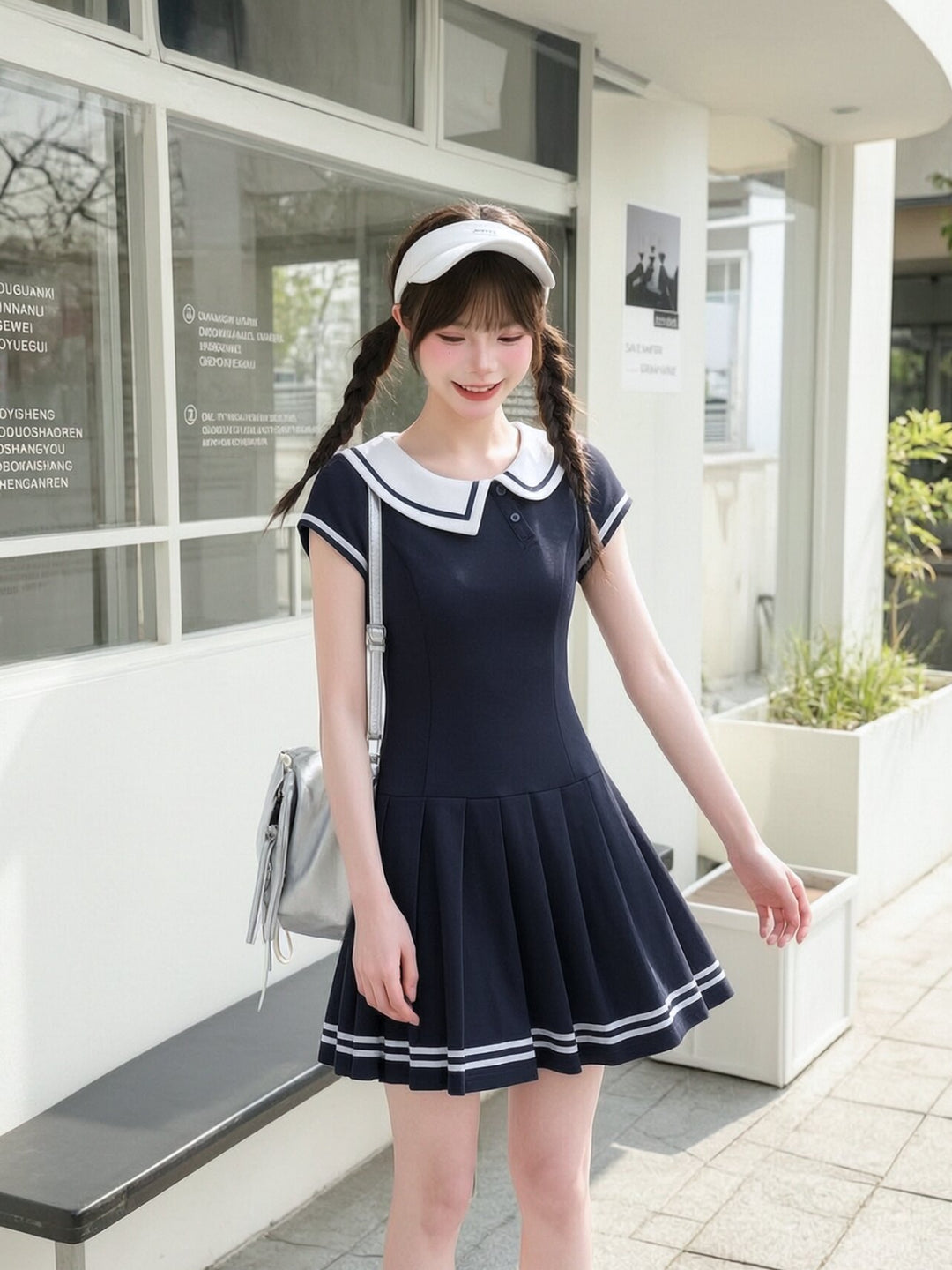 Sailor Club Pleated Dress-Dresses-ntbhshop