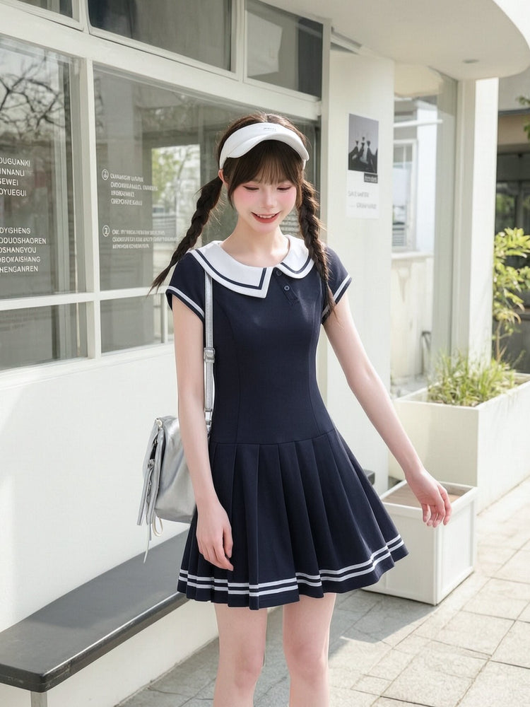 Sailor Club Pleated Dress-Dresses-ntbhshop