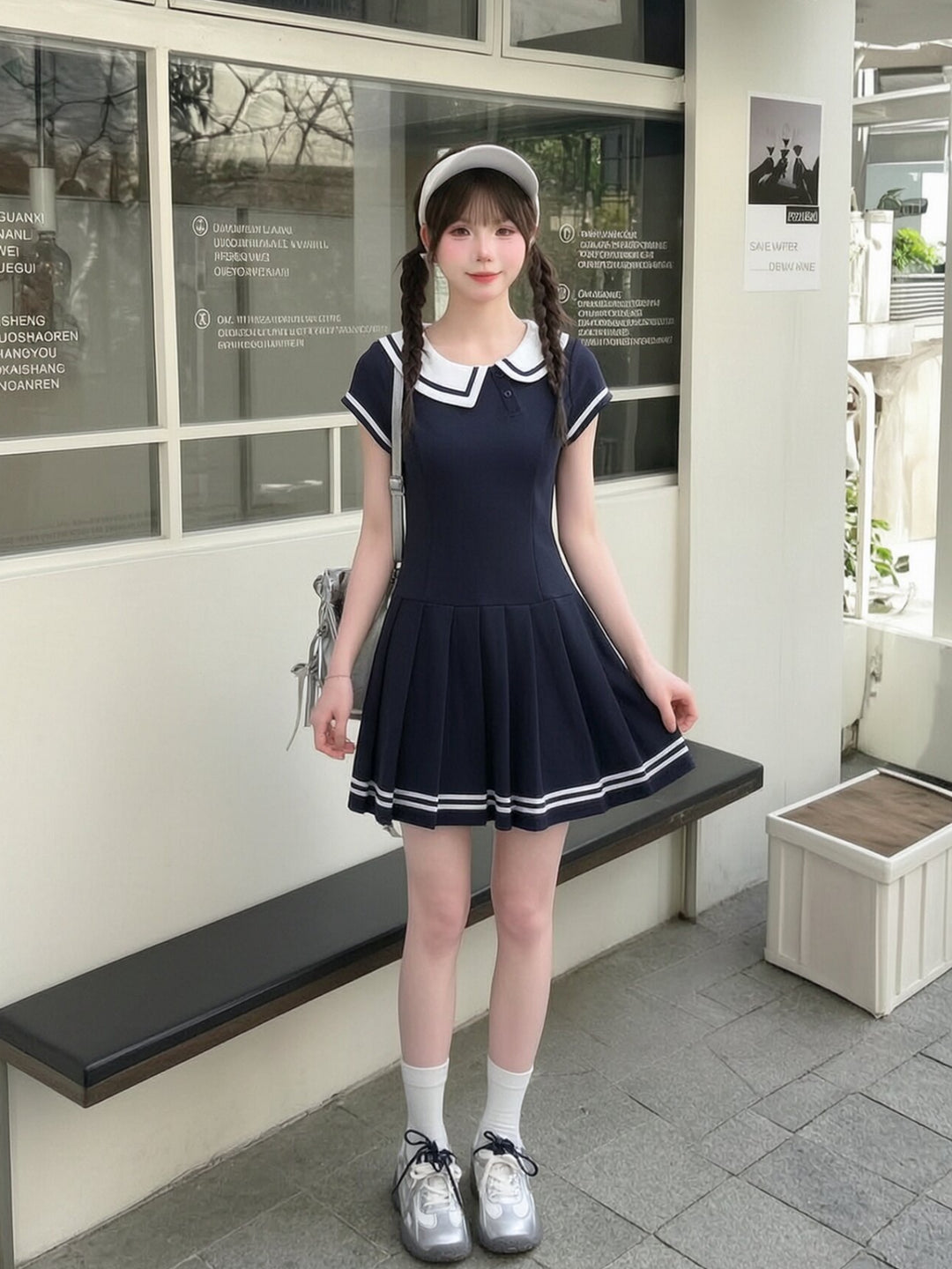 Sailor Club Pleated Dress-Dresses-ntbhshop