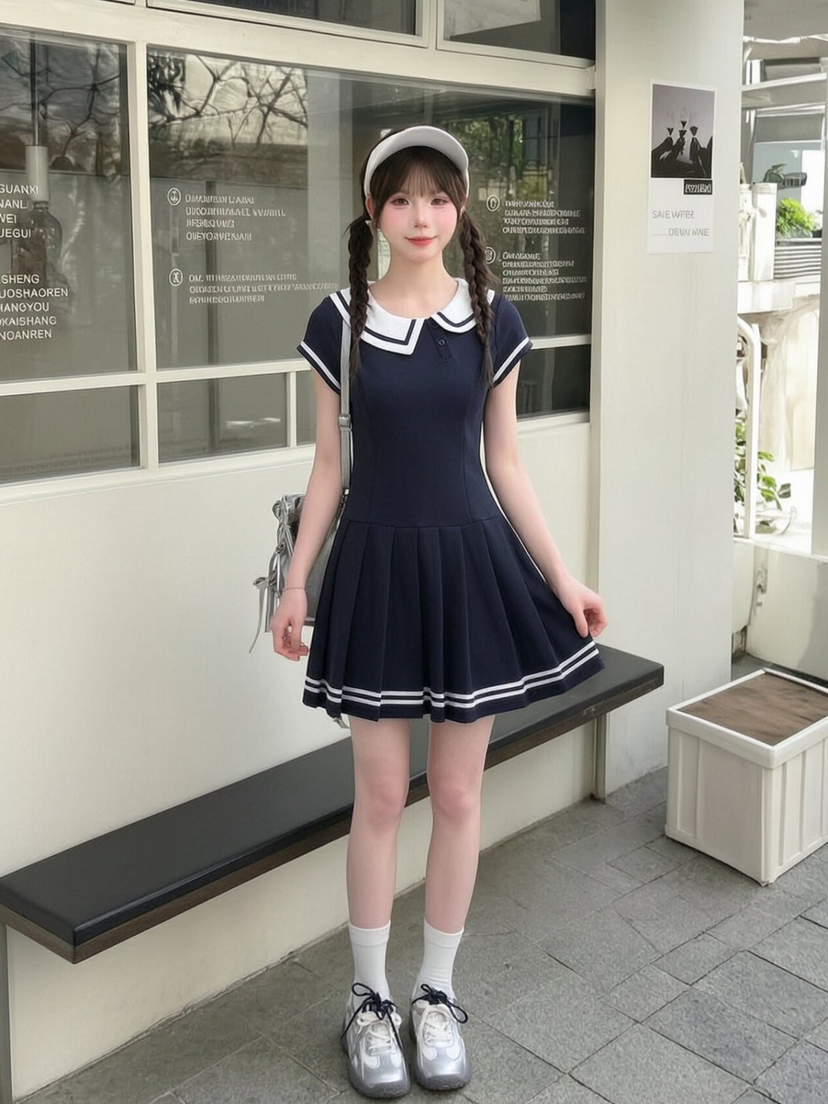 Sailor Club Pleated Dress-Dresses-ntbhshop