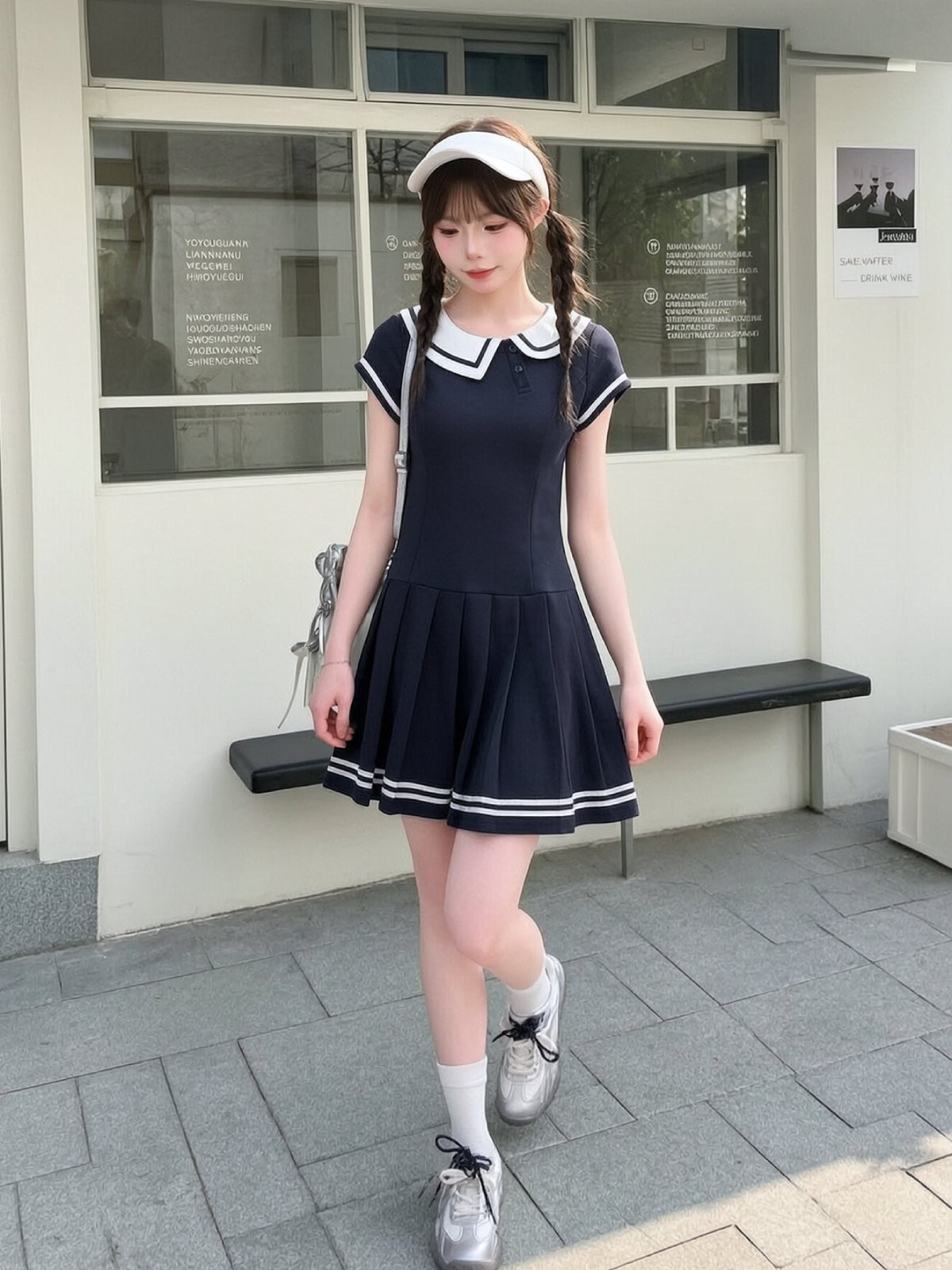 Sailor Club Pleated Dress-Dresses-ntbhshop