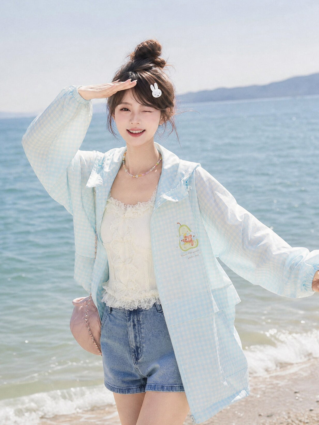 Pear Dream Gingham Sun Jacket-Outerwear-ntbhshop