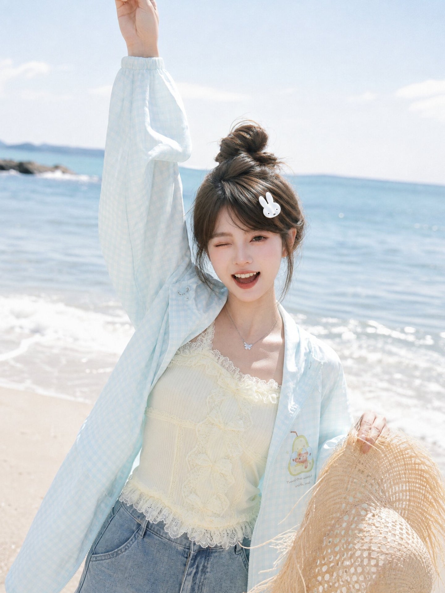 Pear Dream Gingham Sun Jacket-Outerwear-ntbhshop