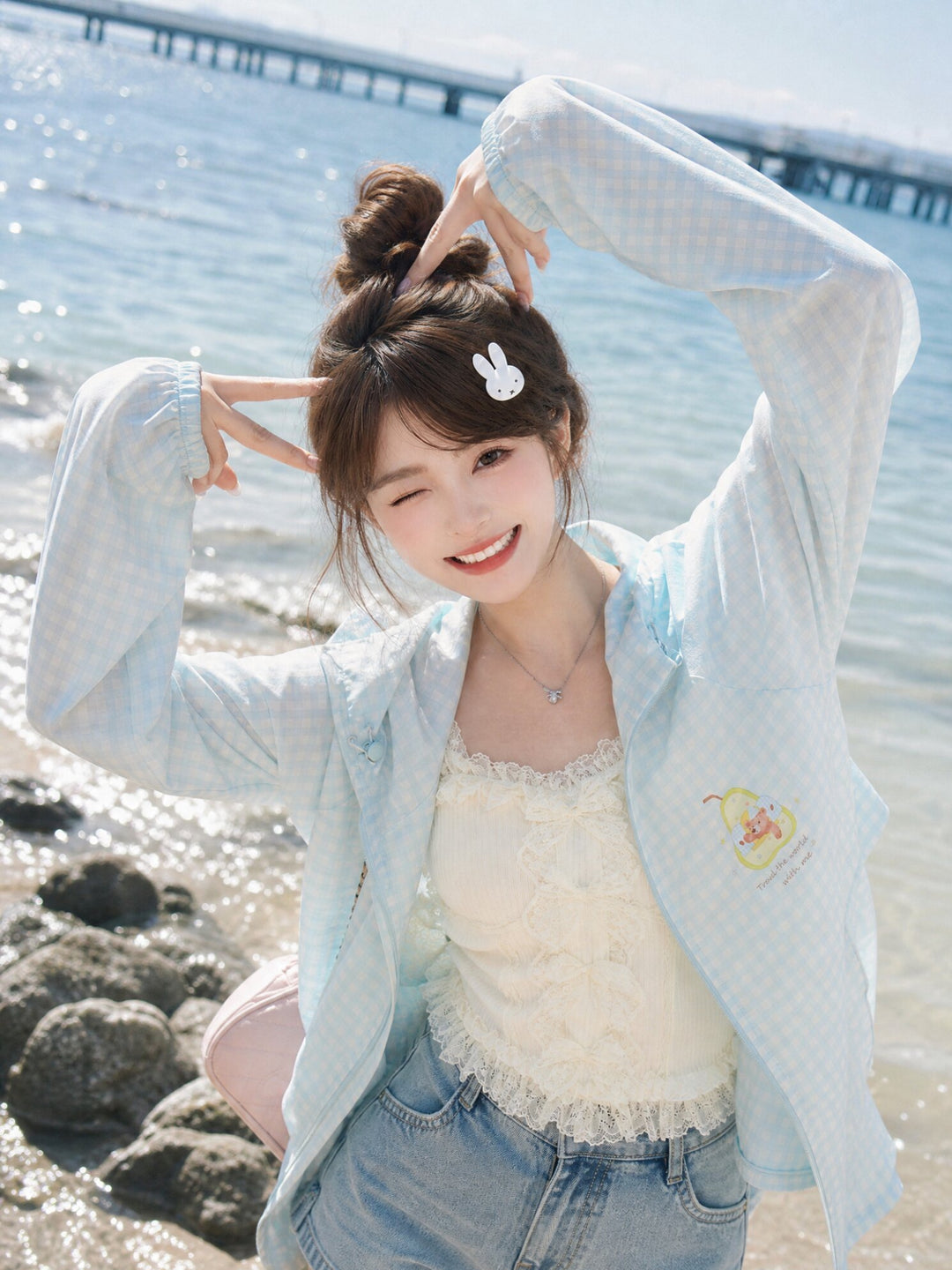 Pear Dream Gingham Sun Jacket-Outerwear-ntbhshop