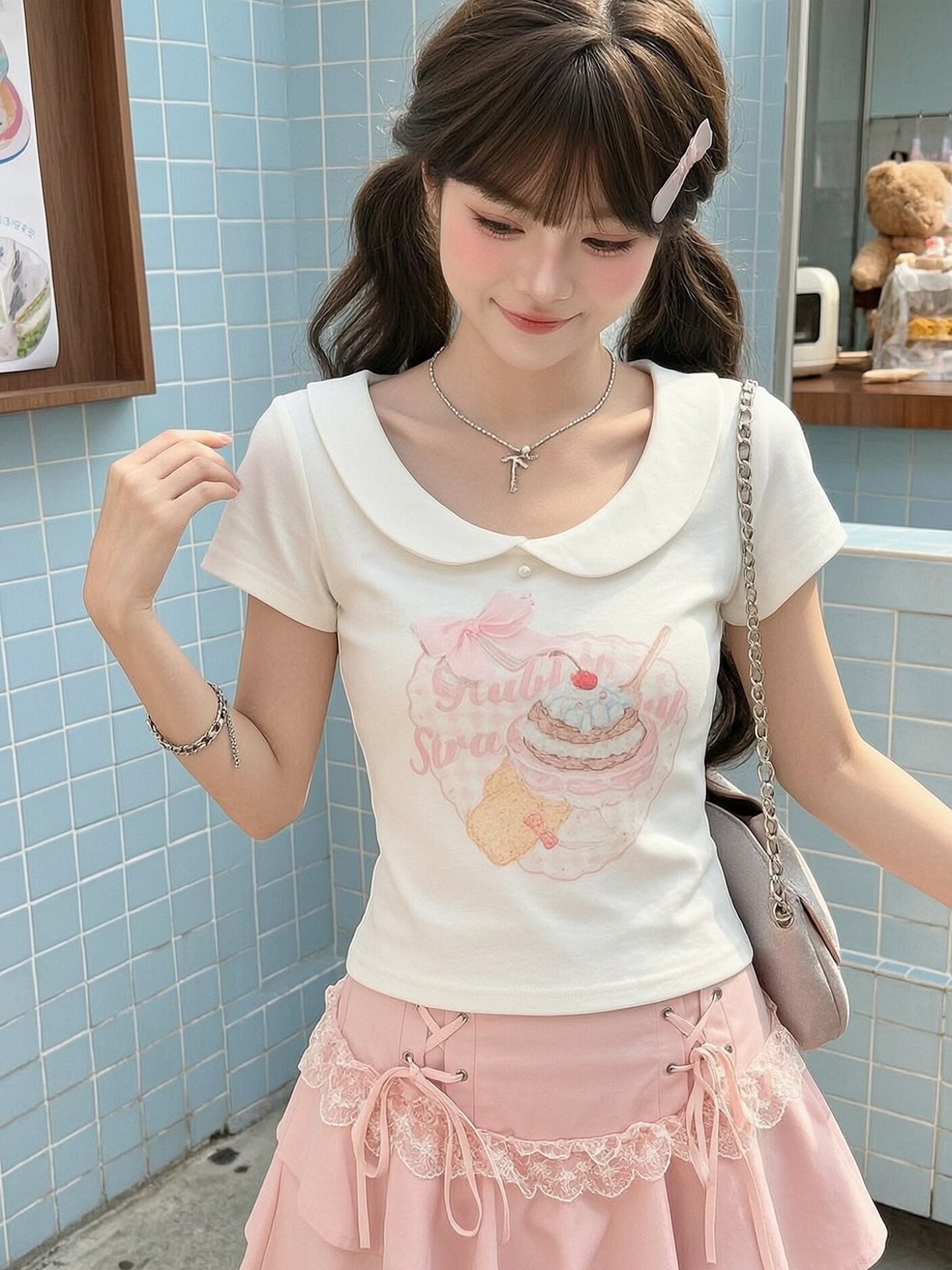 Strawberry Sundae Collar Tee-Tops-ntbhshop