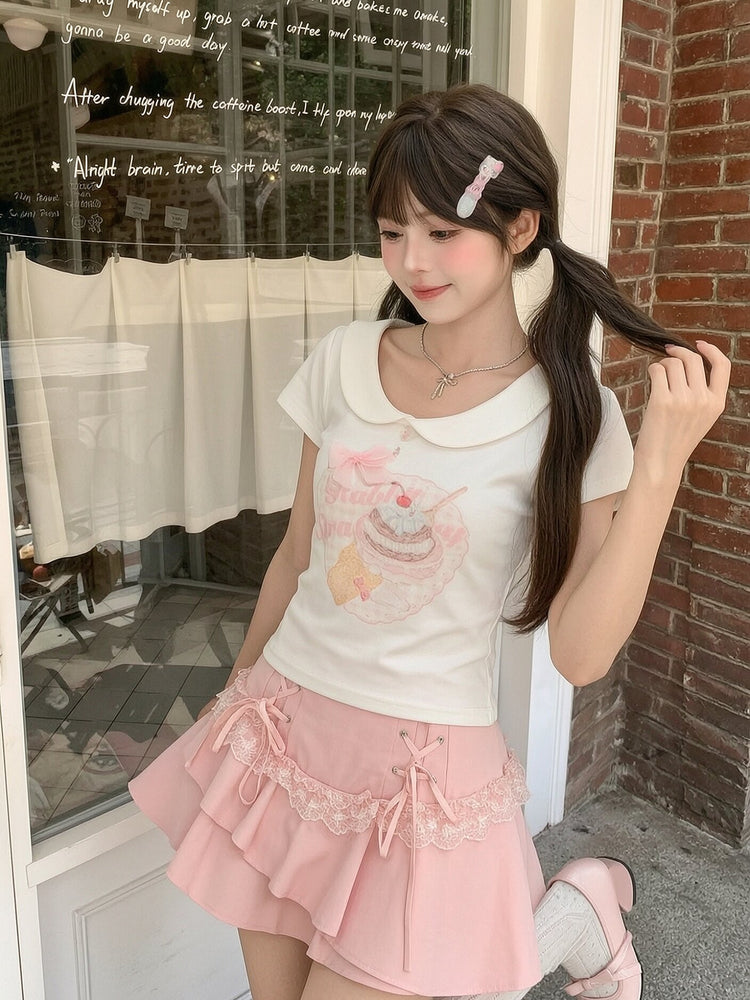 Strawberry Sundae Collar Tee-Tops-ntbhshop