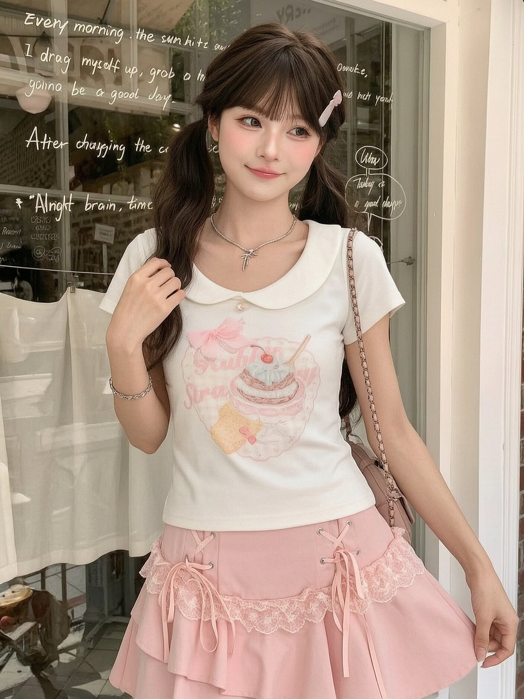 Strawberry Sundae Collar Tee-Tops-ntbhshop