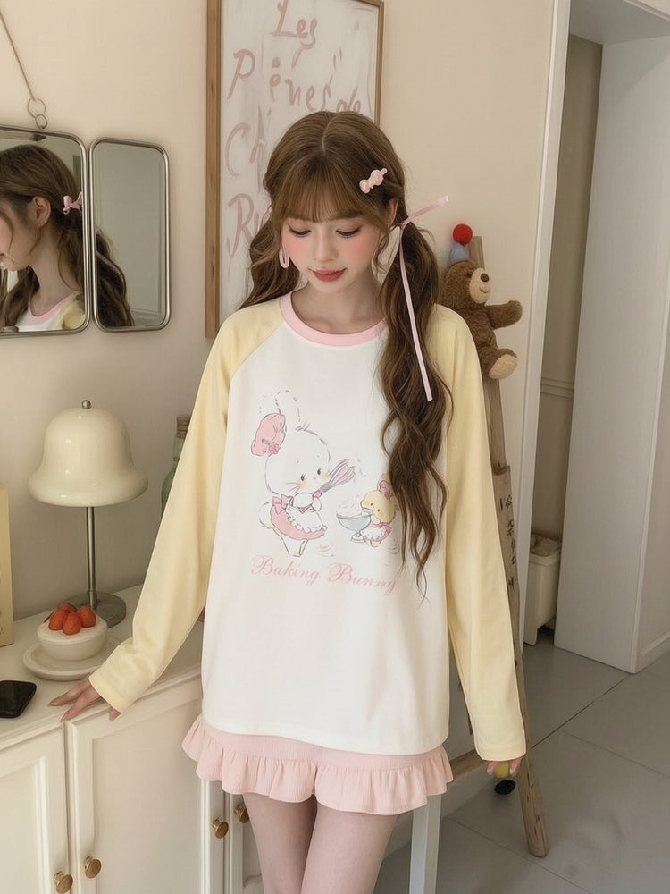 Bakery Bunny Raglan Tee-Tops-ntbhshop