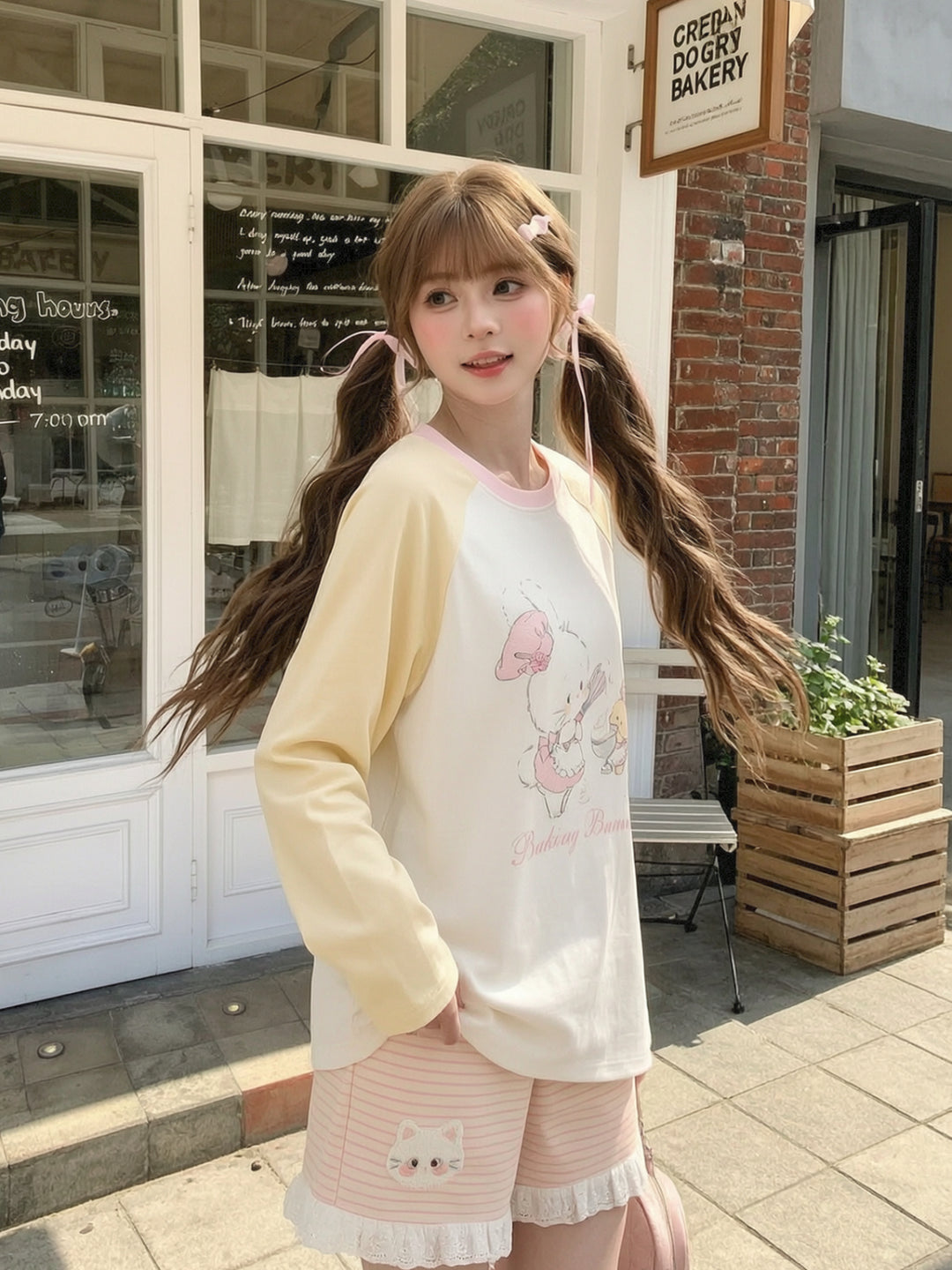Bakery Bunny Raglan Tee-Tops-ntbhshop