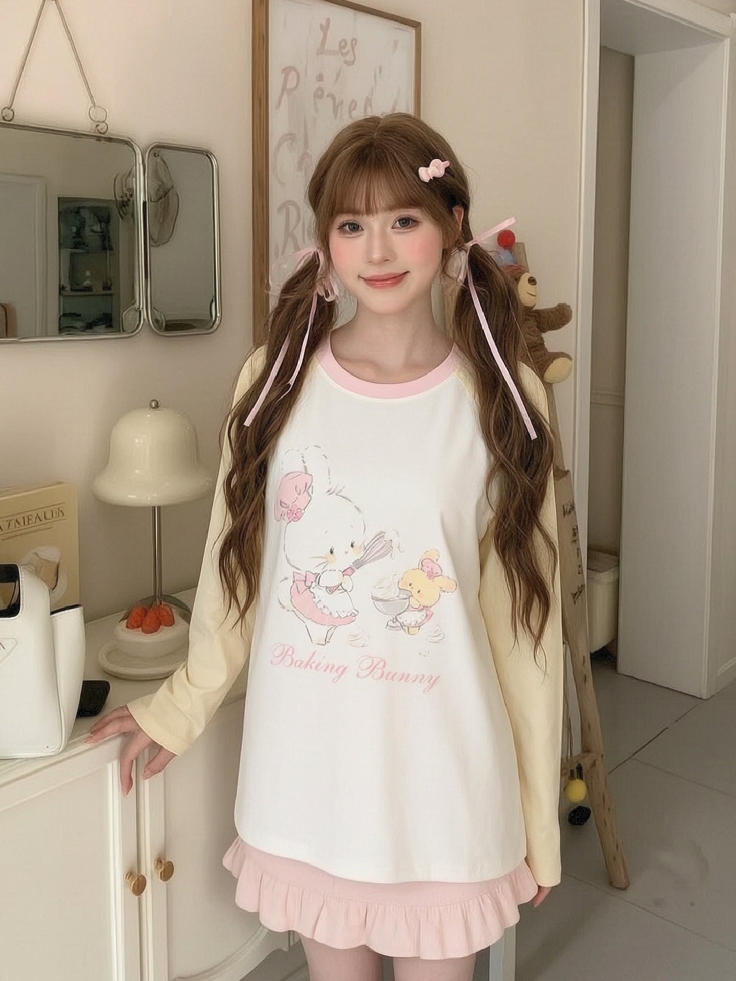 Bakery Bunny Raglan Tee-Tops-ntbhshop
