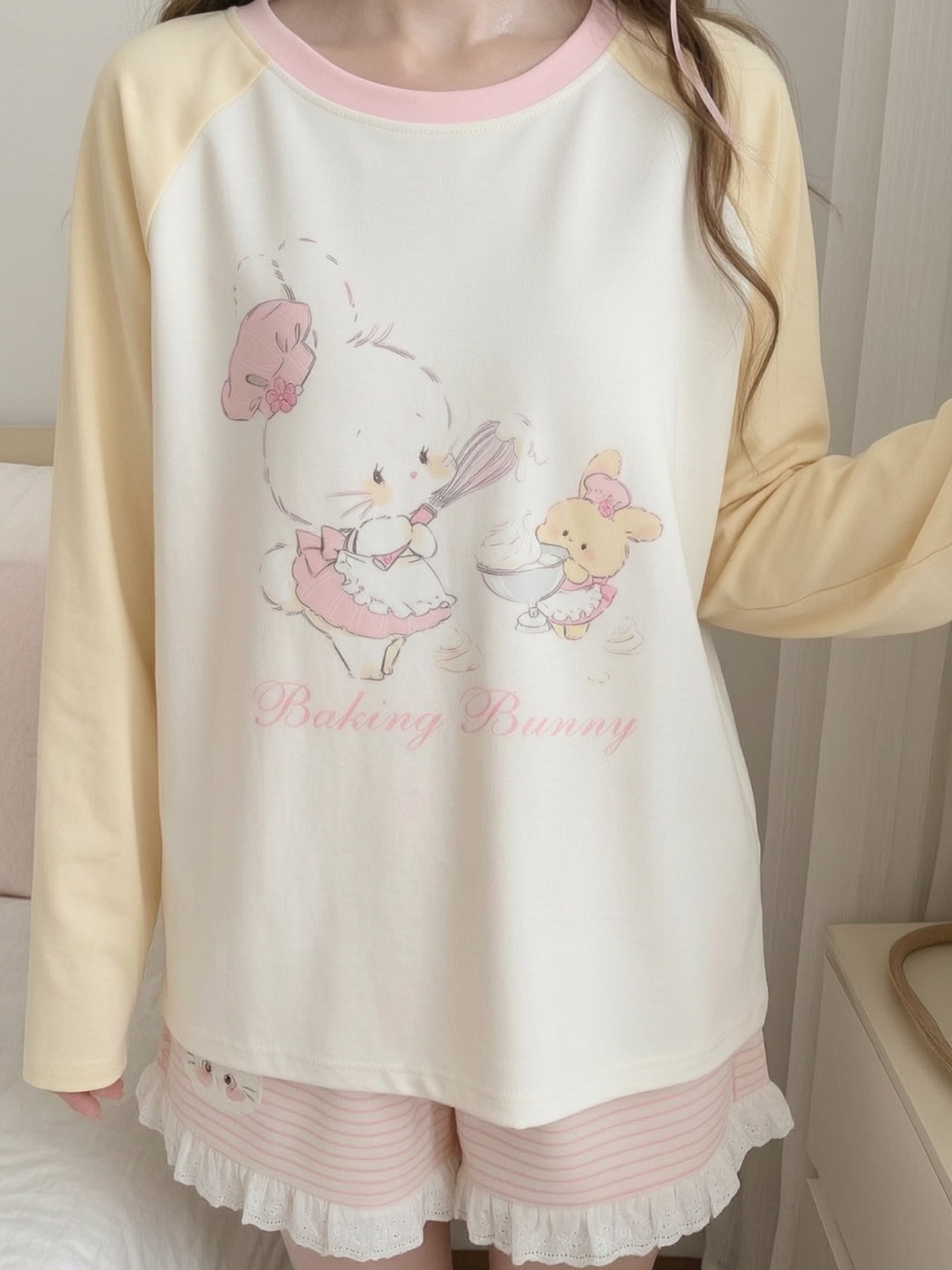 Bakery Bunny Raglan Tee-Tops-ntbhshop