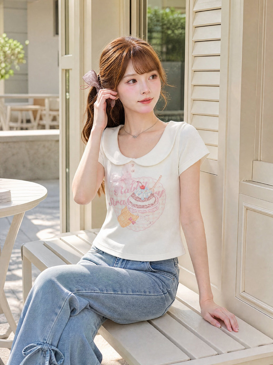 Strawberry Sundae Collar Tee-Tops-ntbhshop