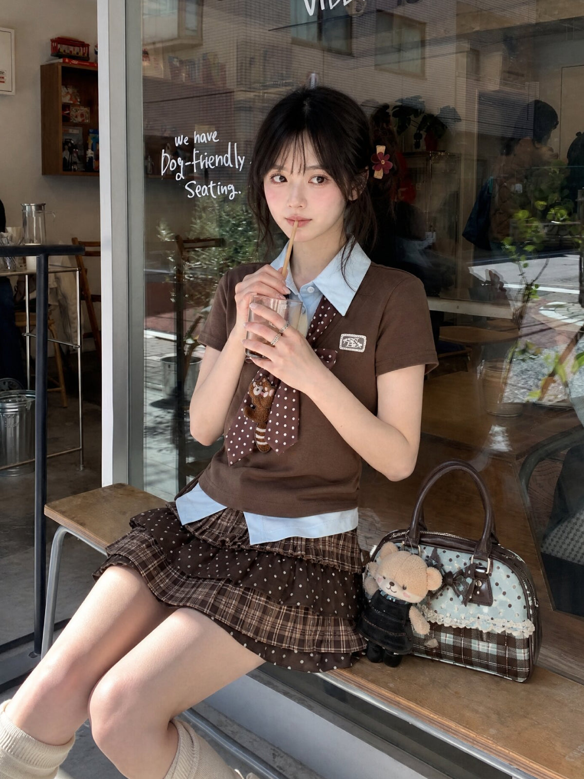 Roux Panda Colorblock Top & Tie-Tops-ntbhshop
