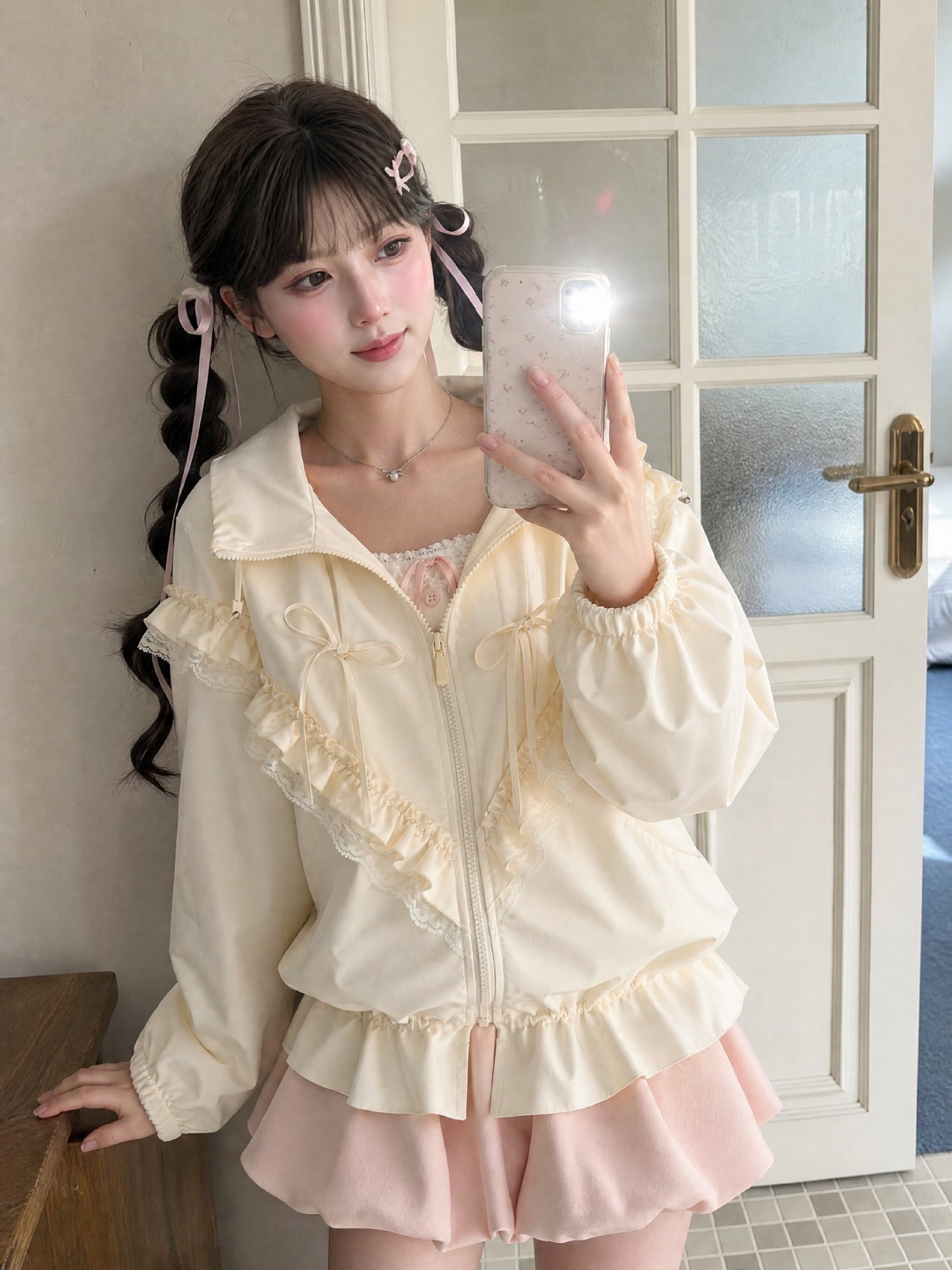 Vanilla Frill Hooded Jacket-Outerwear-ntbhshop