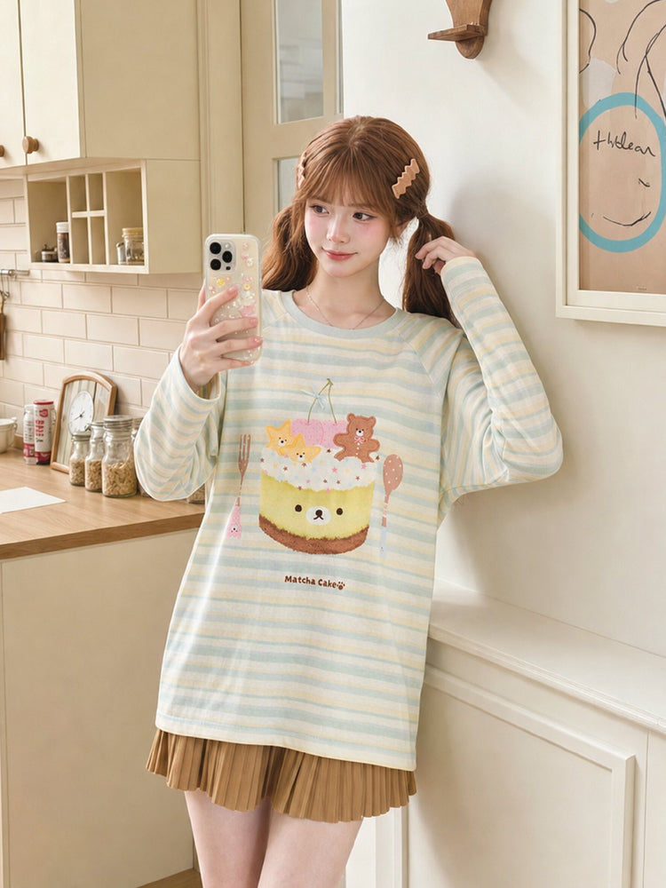 Matcha Cake Stripe Tee-Tops-ntbhshop