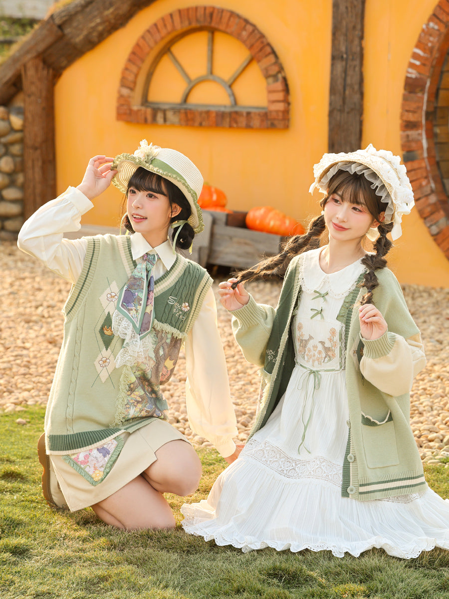 Forest Prince Cottage Lace Mid-Length Dress-ntbhshop