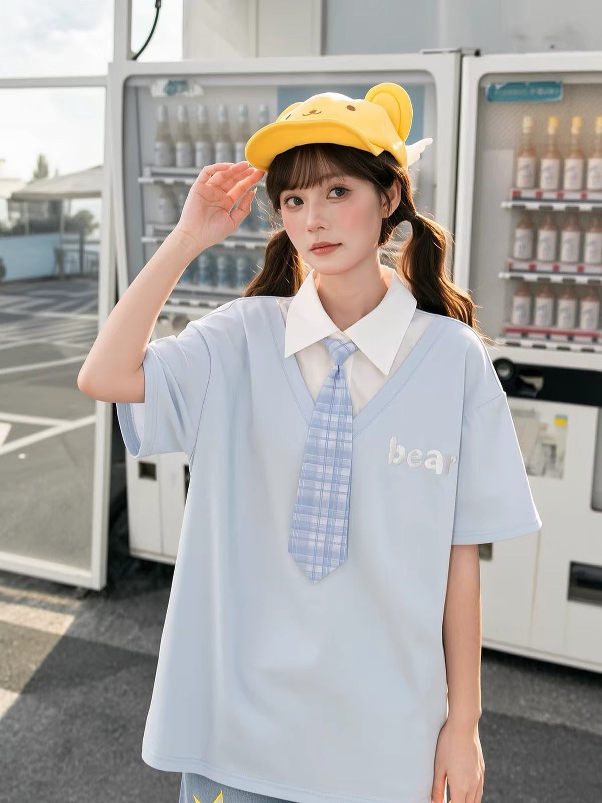 Blueberry Bear Tie Polo-Tops-ntbhshop