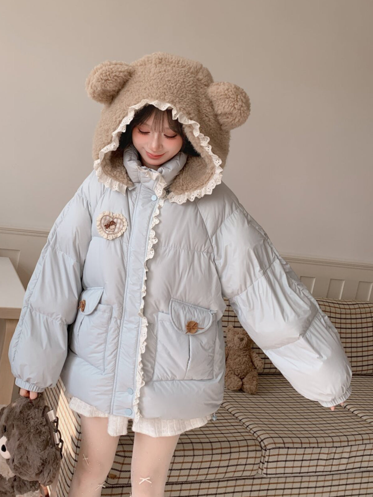 Bear Cloud Hooded Puffer Jacket-Outerwear-ntbhshop
