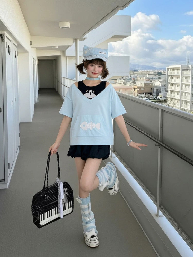 Milk Cat Layered Tee-Tops-ntbhshop