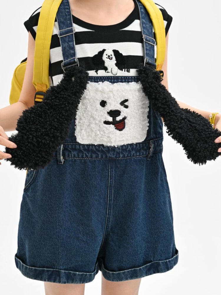 Puppy Milk Denim Overall Shorts-Bottoms-ntbhshop