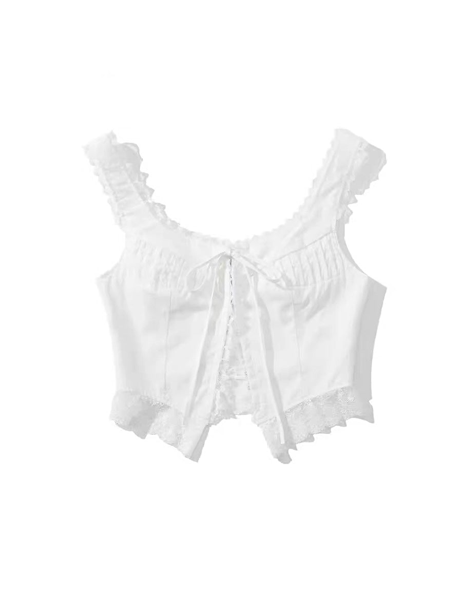 Pure Eclat French Lace Suspender Crop Top-ntbhshop