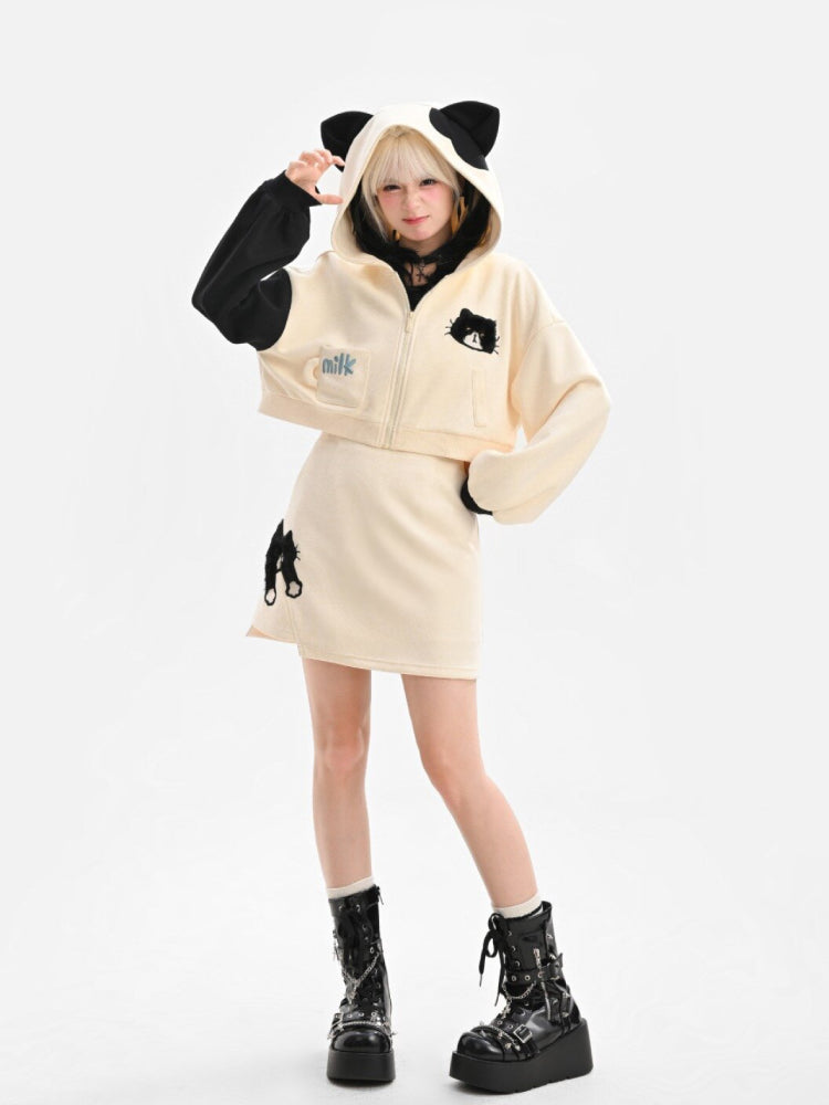 Milk Cat Jacket, Camisole & Skirt-Sets-ntbhshop