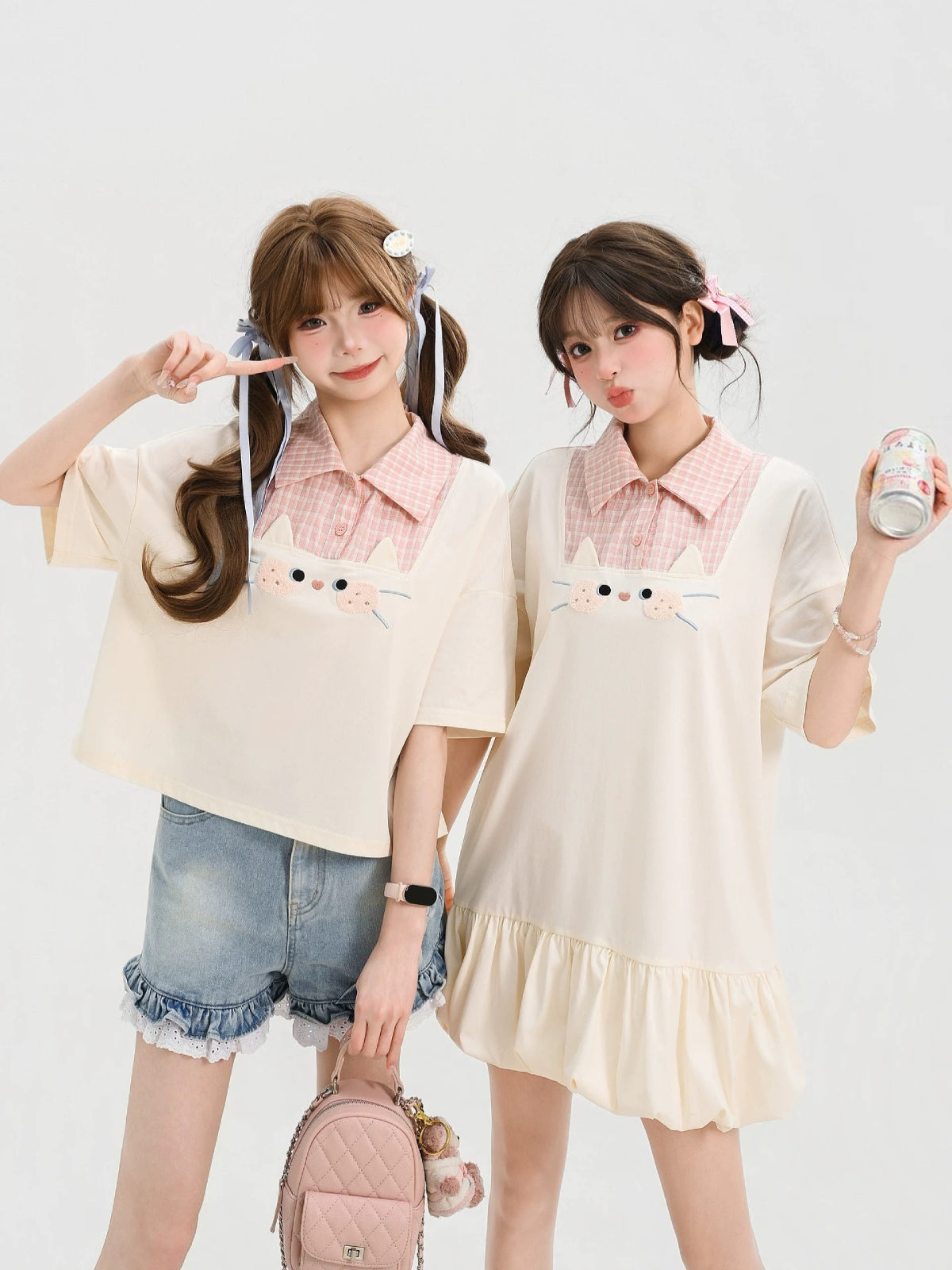Cookie Cat Polo Top & Bubble Skirt-Sets-ntbhshop