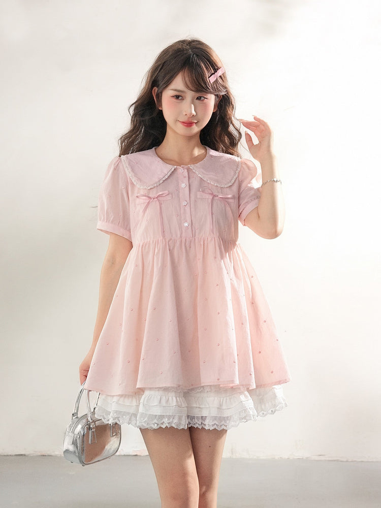 Sweetheart Cotton Babydoll Blouse-Tops-ntbhshop