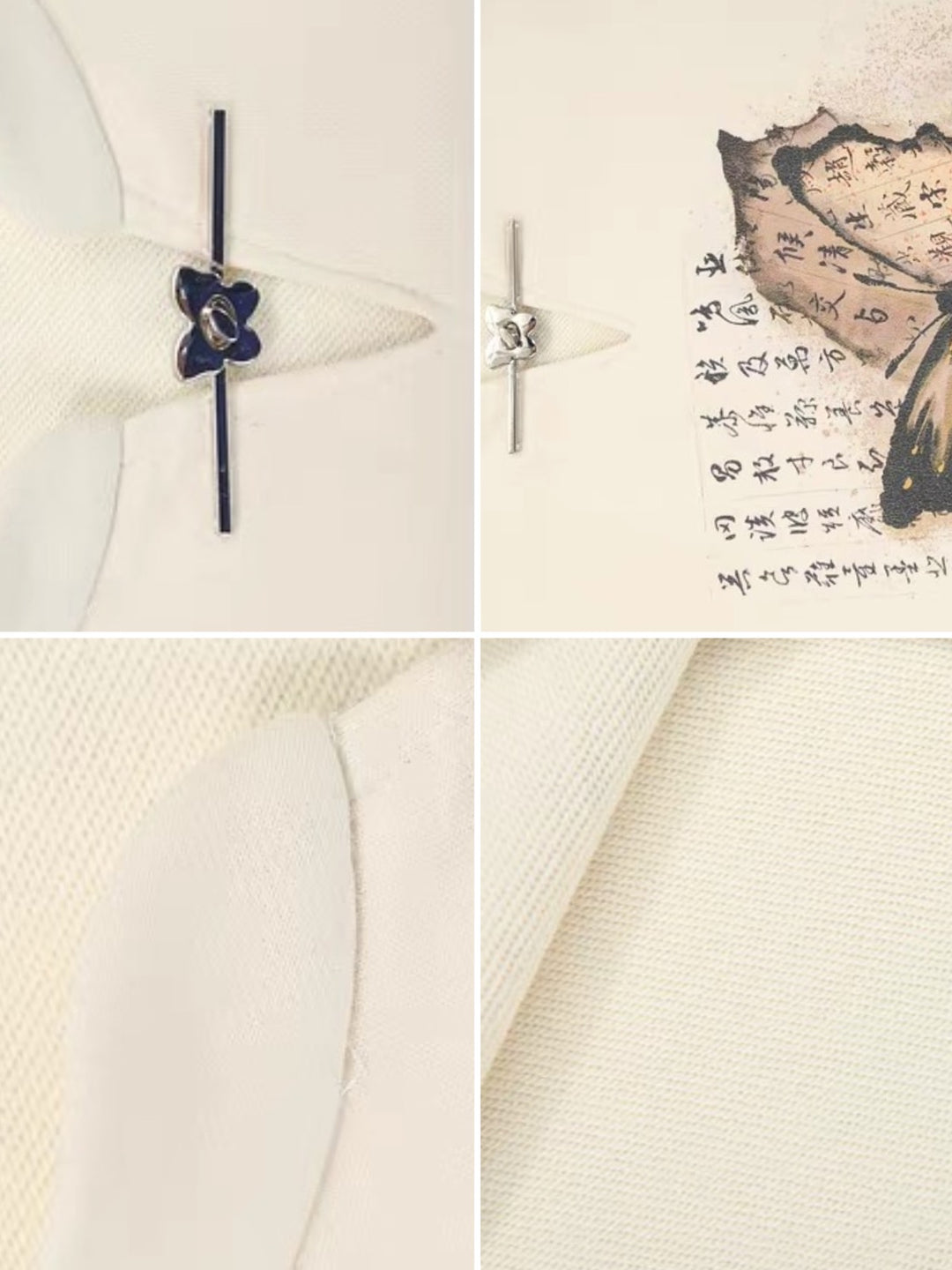 The Pile of Brocade Ash Chinese Butterfly Crop Sweatshirts-ntbhshop