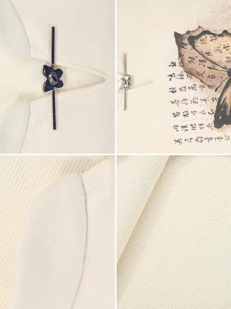 The Pile of Brocade Ash Chinese Butterfly Crop Sweatshirts-ntbhshop