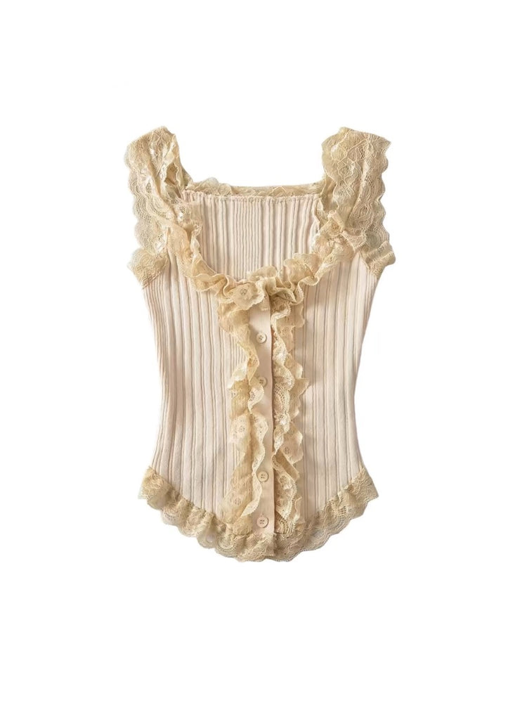 Feminine Lace Knit Camisoles-ntbhshop
