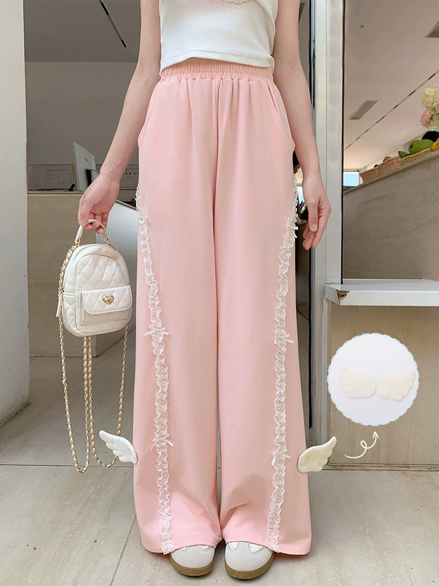 Angel Wing Lace Wide Pants-Bottoms-ntbhshop
