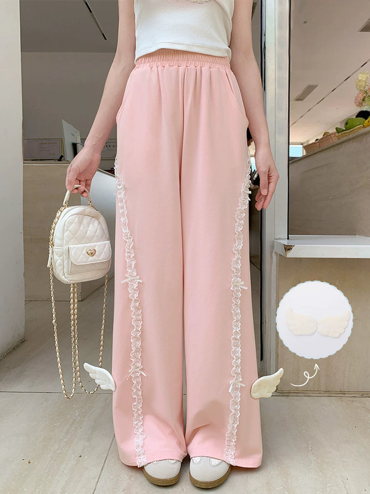 Angel Wing Lace Wide Pants-Bottoms-ntbhshop
