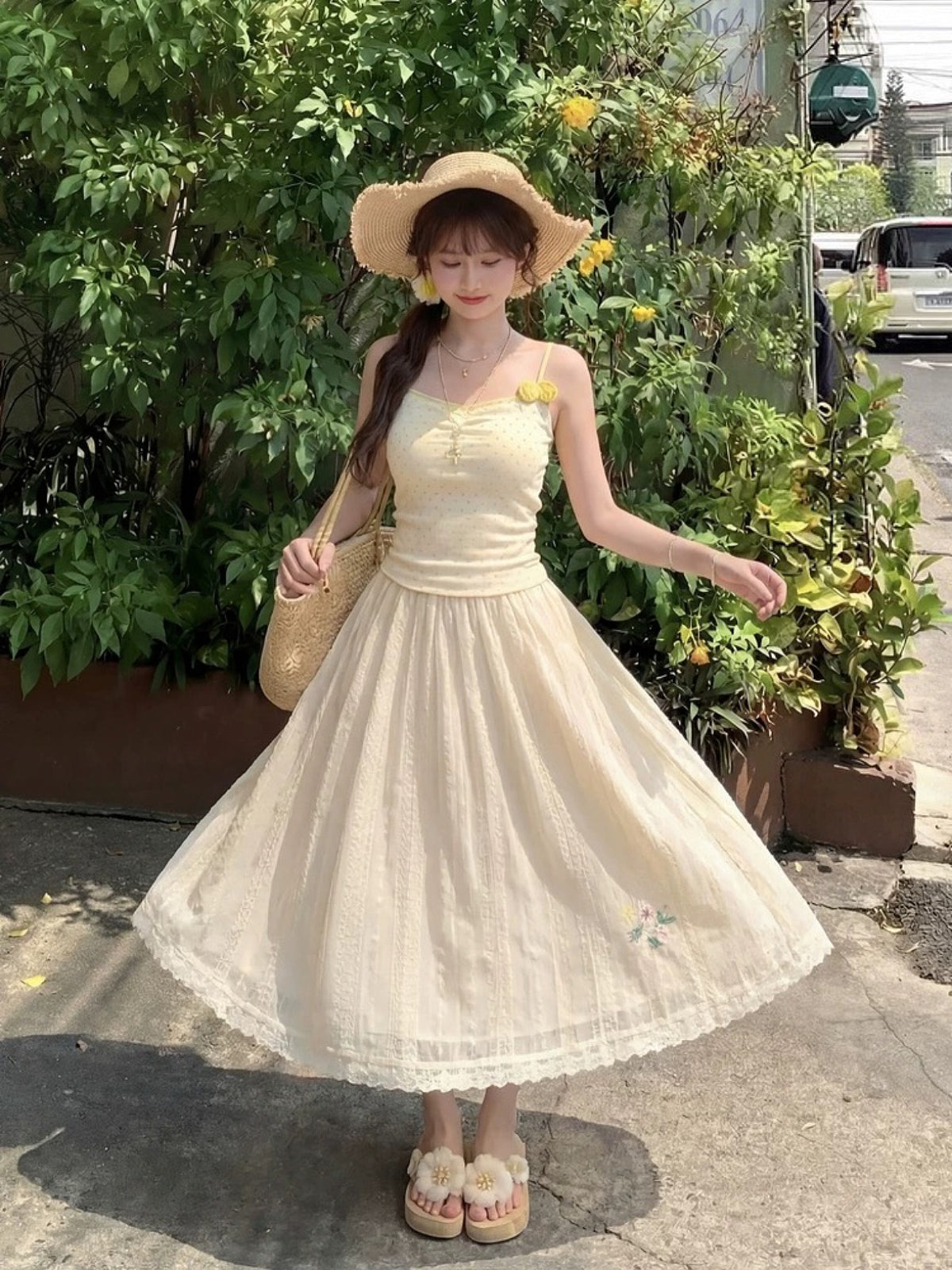 Lemon Sugar Dot Bra Camisole & Cardigan-ntbhshop