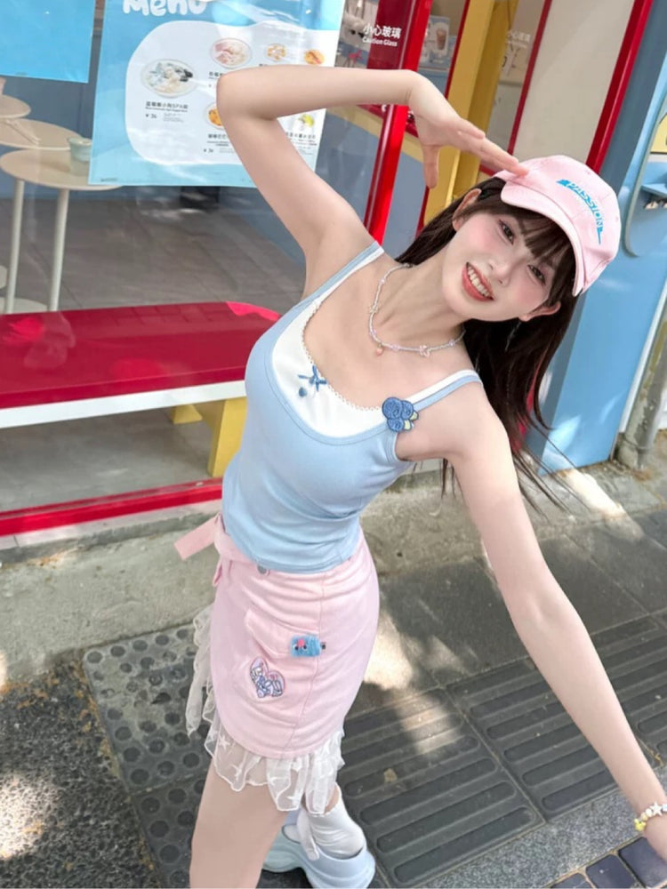 Blueberry Ribbed Bra Camisole-Tops-ntbhshop