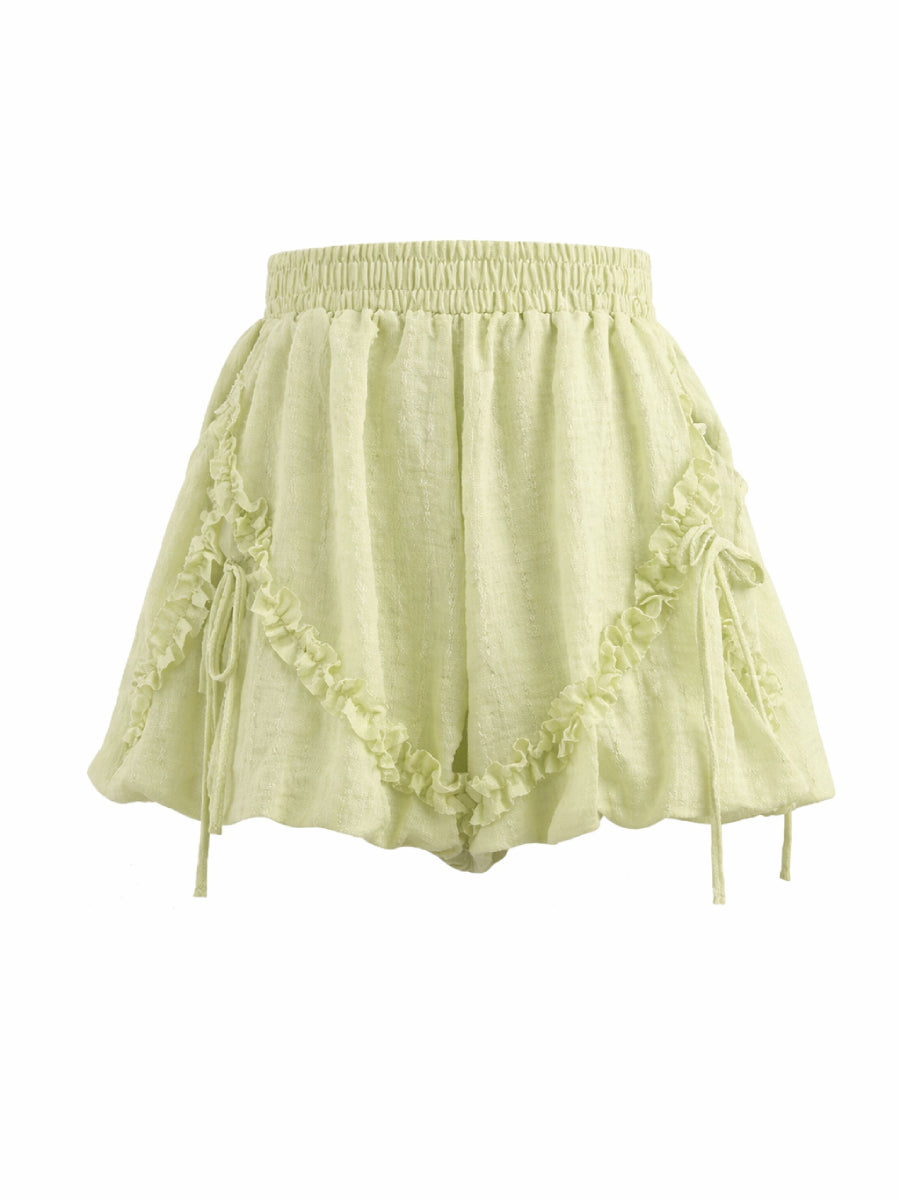 Tulip Bubble Ruffle Blouse & Shorts-Sets-ntbhshop