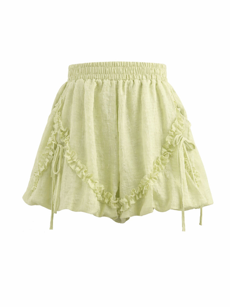 Tulip Bubble Ruffle Blouse & Shorts-Sets-ntbhshop