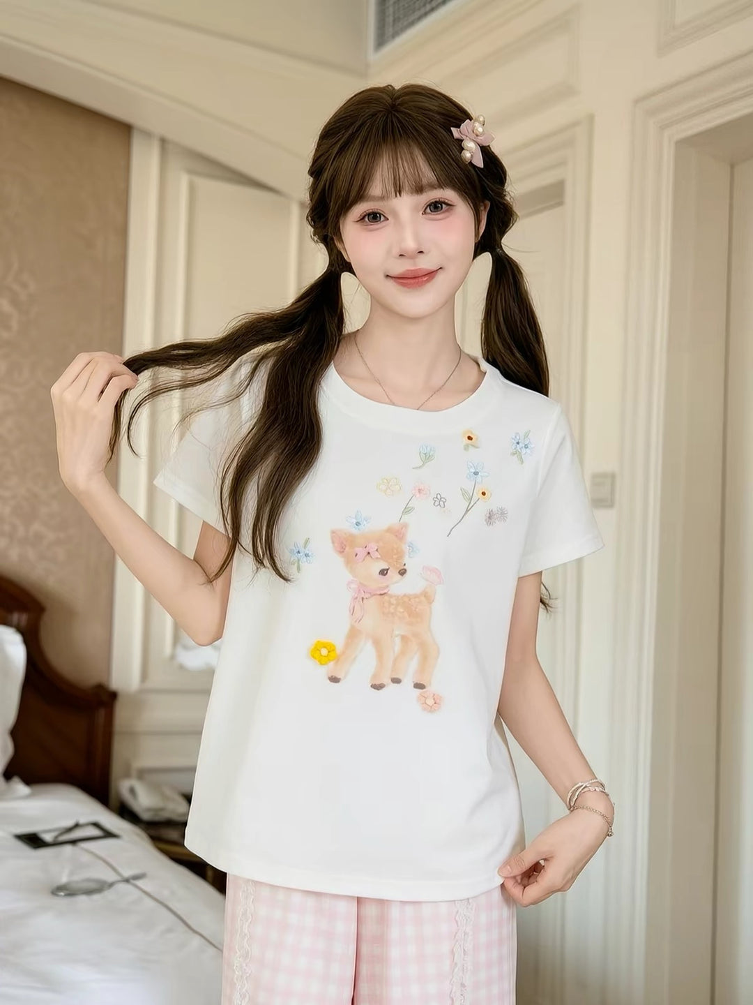 Dear Bambi Flower Tee-Tops-ntbhshop