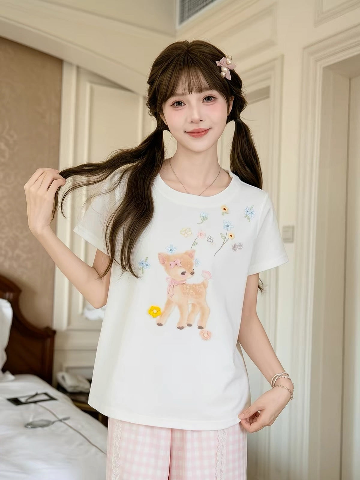 Dear Bambi Flower Tee-Tops-ntbhshop
