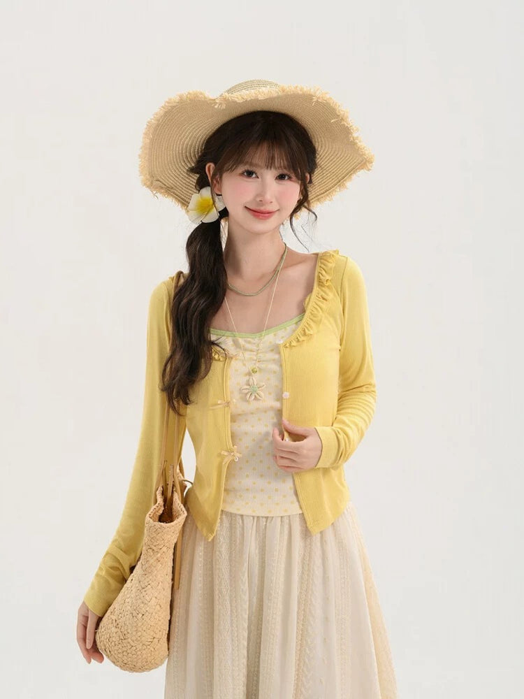 Lemon Sugar Dot Bra Camisole & Cardigan-ntbhshop