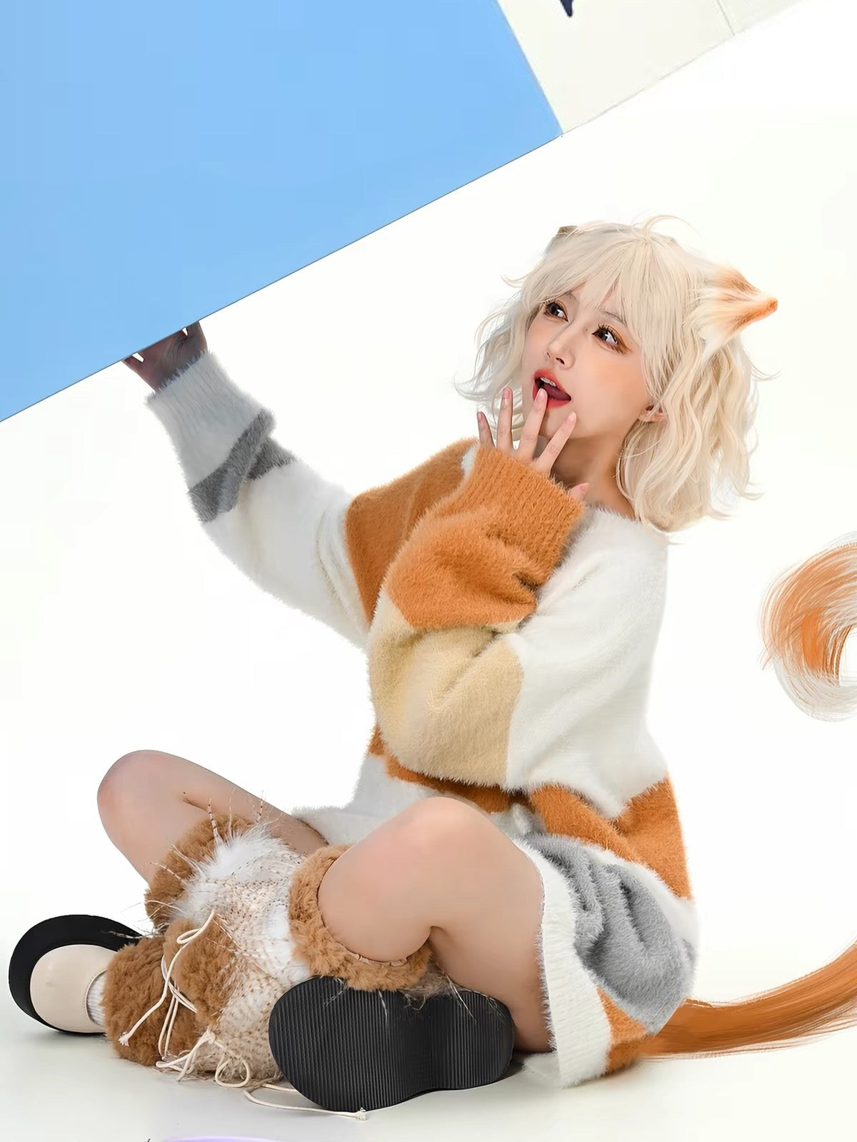 Cat Cubby Fuzzy Sweater-Outerwear-ntbhshop