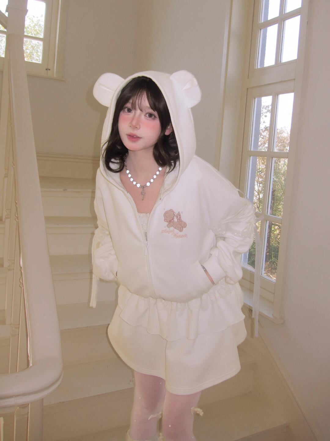 Milk Angel Bear Sweat Jacket & Skirt-Sets-ntbhshop