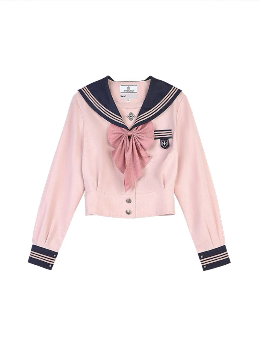 Sakura Petals Japanese Sailor Collar Long-sleeved JK Uniform Blouse-ntbhshop