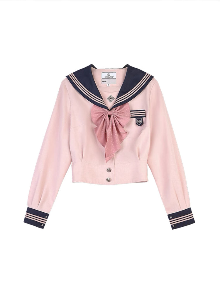 Sakura Petals Japanese Sailor Collar Long-sleeved JK Uniform Blouse-ntbhshop